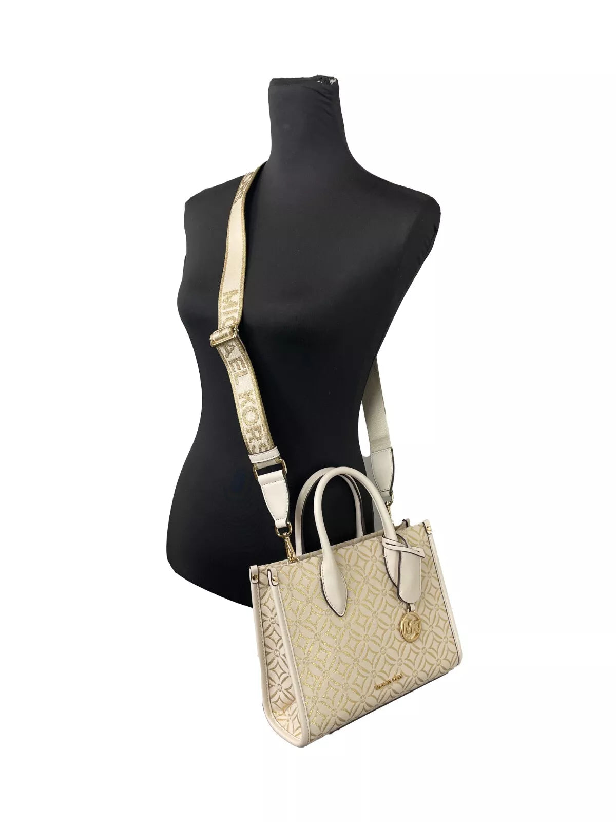 Bolso bandolera Mirella pequeño con cremallera en la parte superior, color crema