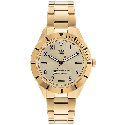 Reloj de acero inoxidable dorado y acero inoxidable.