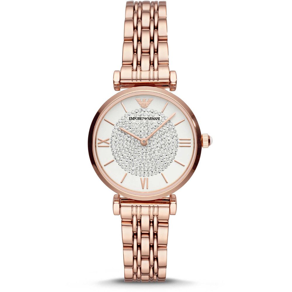 Reloj de acero inoxidable dorado y acero inoxidable.