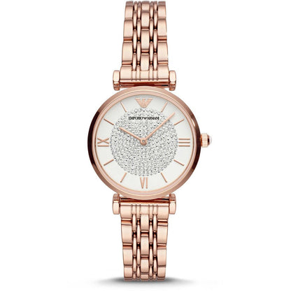 Reloj de acero inoxidable dorado y acero inoxidable.