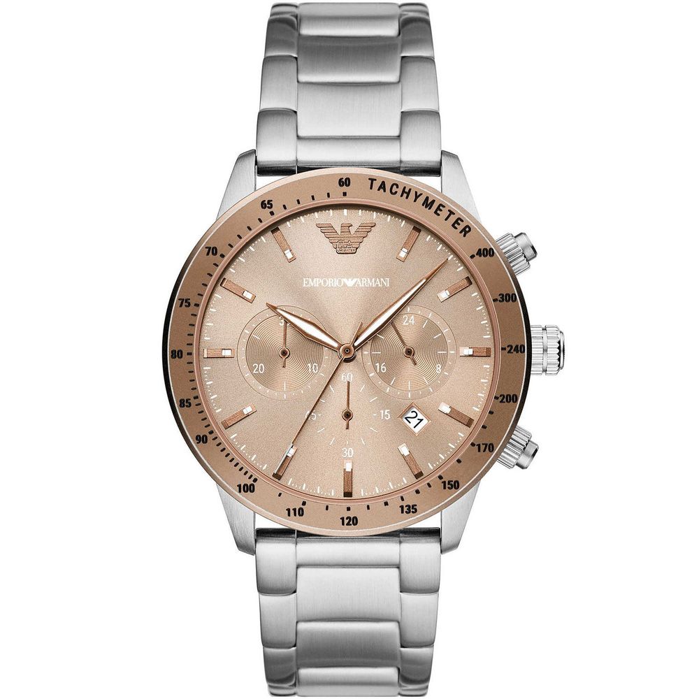 Reloj de acero inoxidable plateado y acero inoxidable.