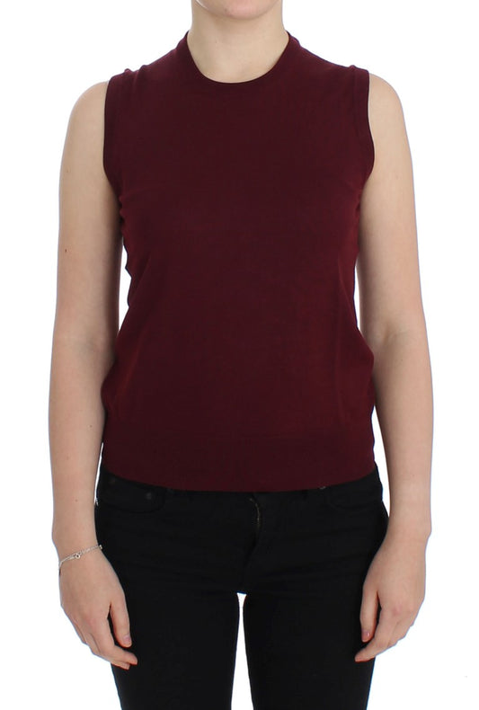 Chaleco elegante sin mangas de lana roja