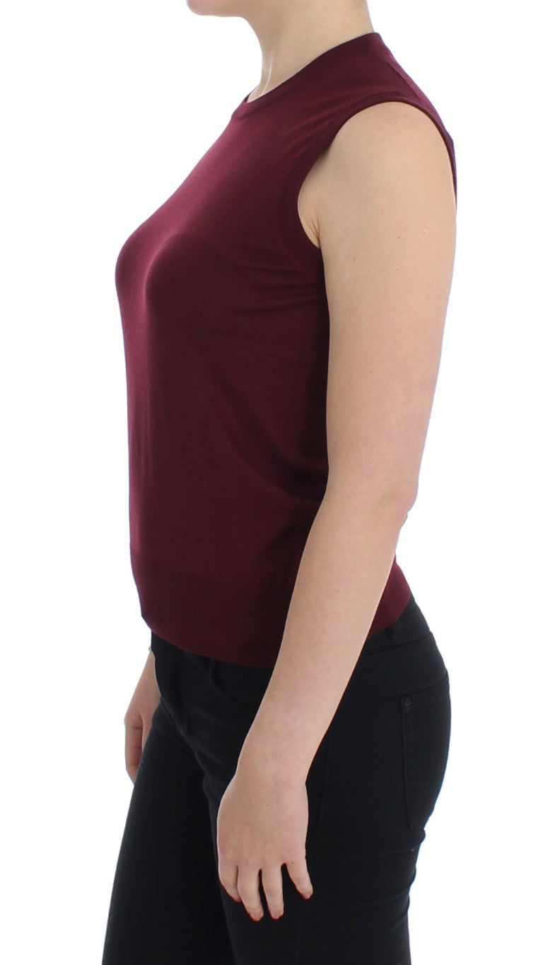 Chaleco elegante sin mangas de lana roja