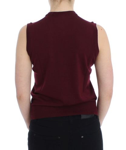 Chaleco elegante sin mangas de lana roja