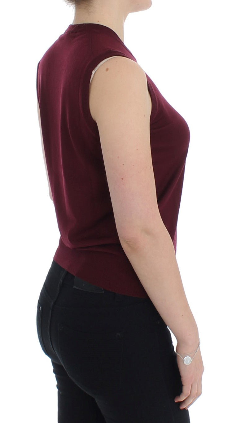Chaleco elegante sin mangas de lana roja