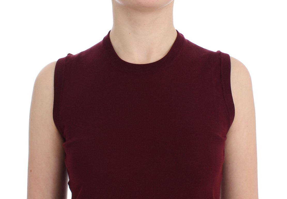 Chaleco elegante sin mangas de lana roja