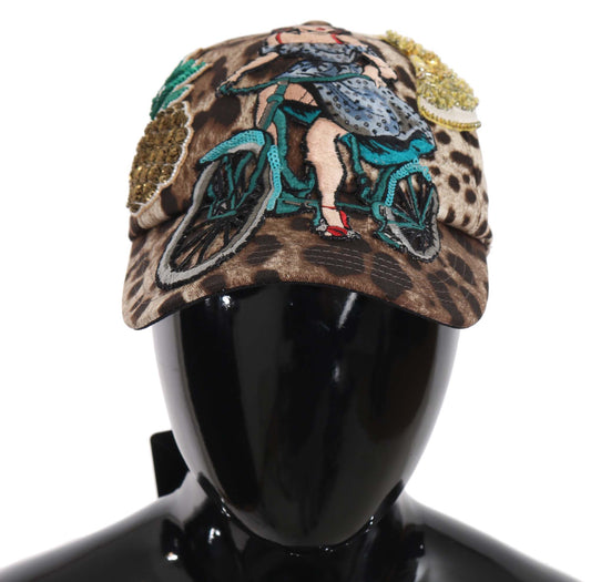 Elegante gorra de béisbol de leopardo con lentejuelas