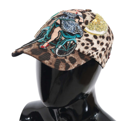 Elegante gorra de béisbol de leopardo con lentejuelas