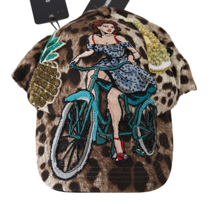 Elegante gorra de béisbol de leopardo con lentejuelas