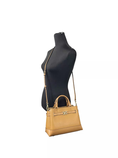 Bolso bandolera pequeño de cuero con cinturón Reed, marrón
