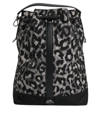 Bolso bandolera hobo de jacquard con estampado de leopardo multicolor