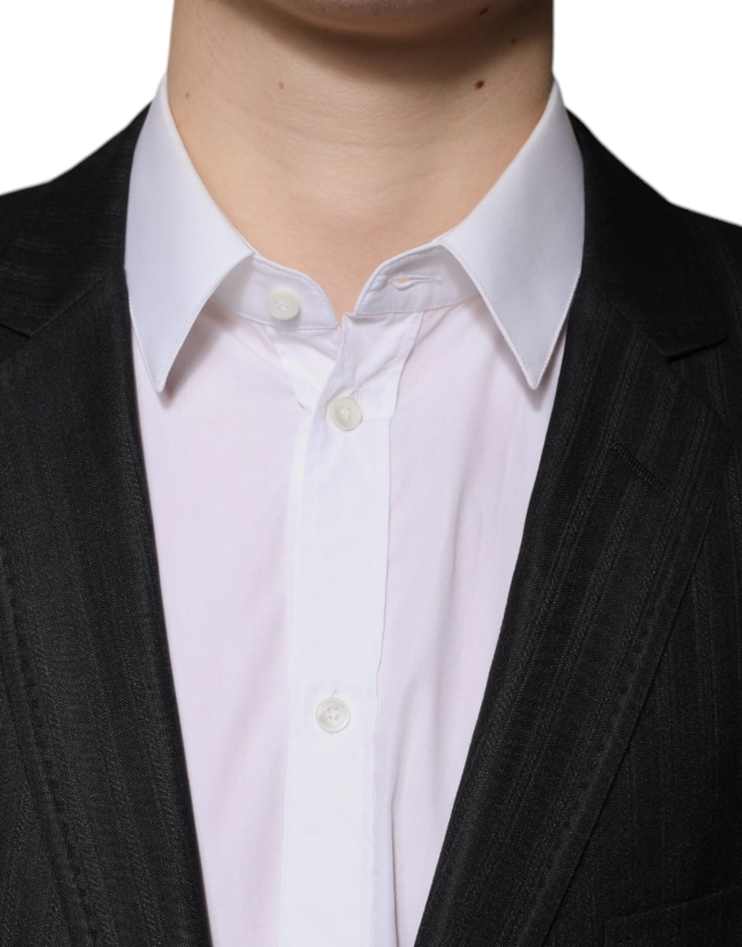 Blazer de lana con rayas negras y botonadura sencilla
