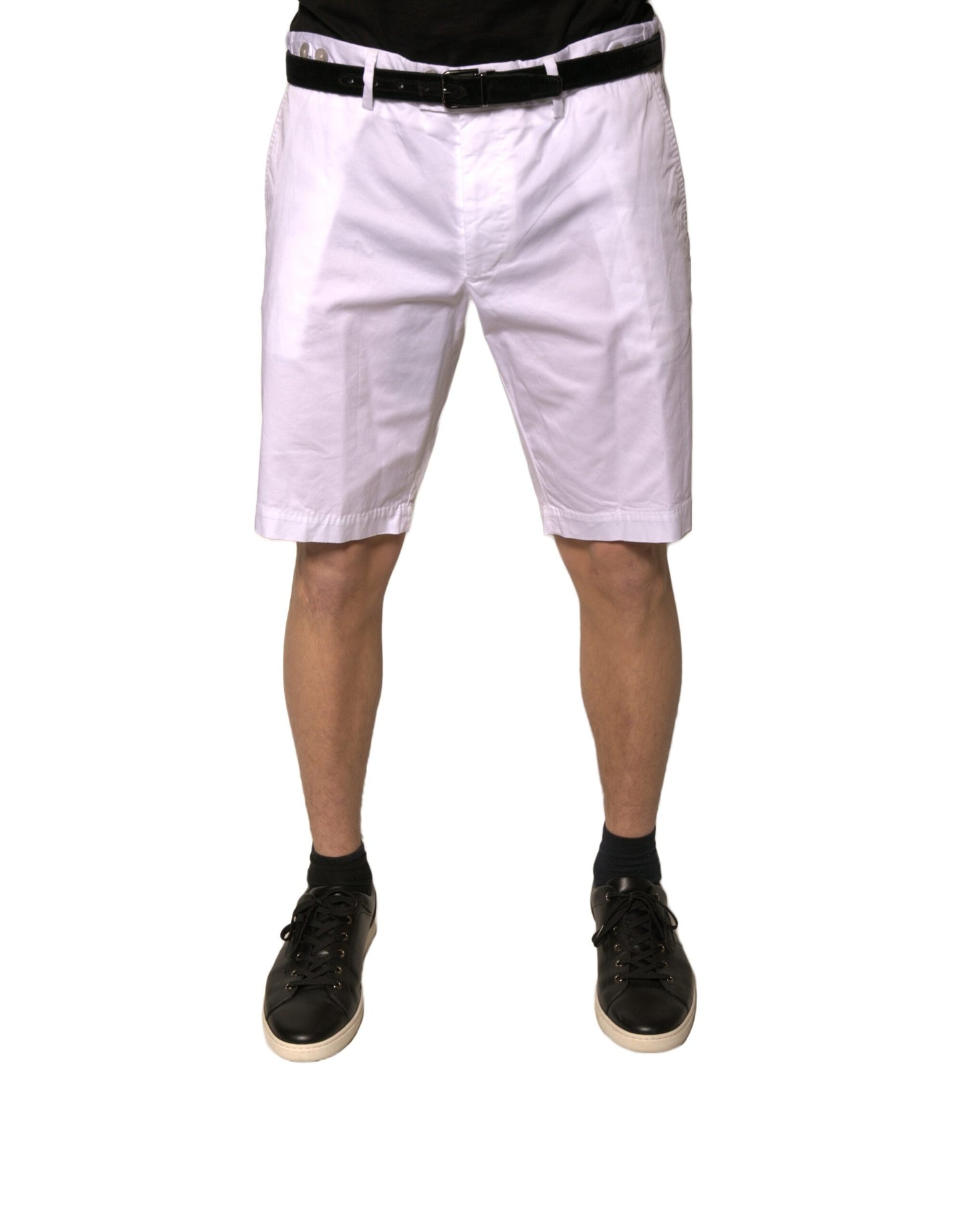 Pantalones cortos casuales de algodón elástico blancos tipo chino