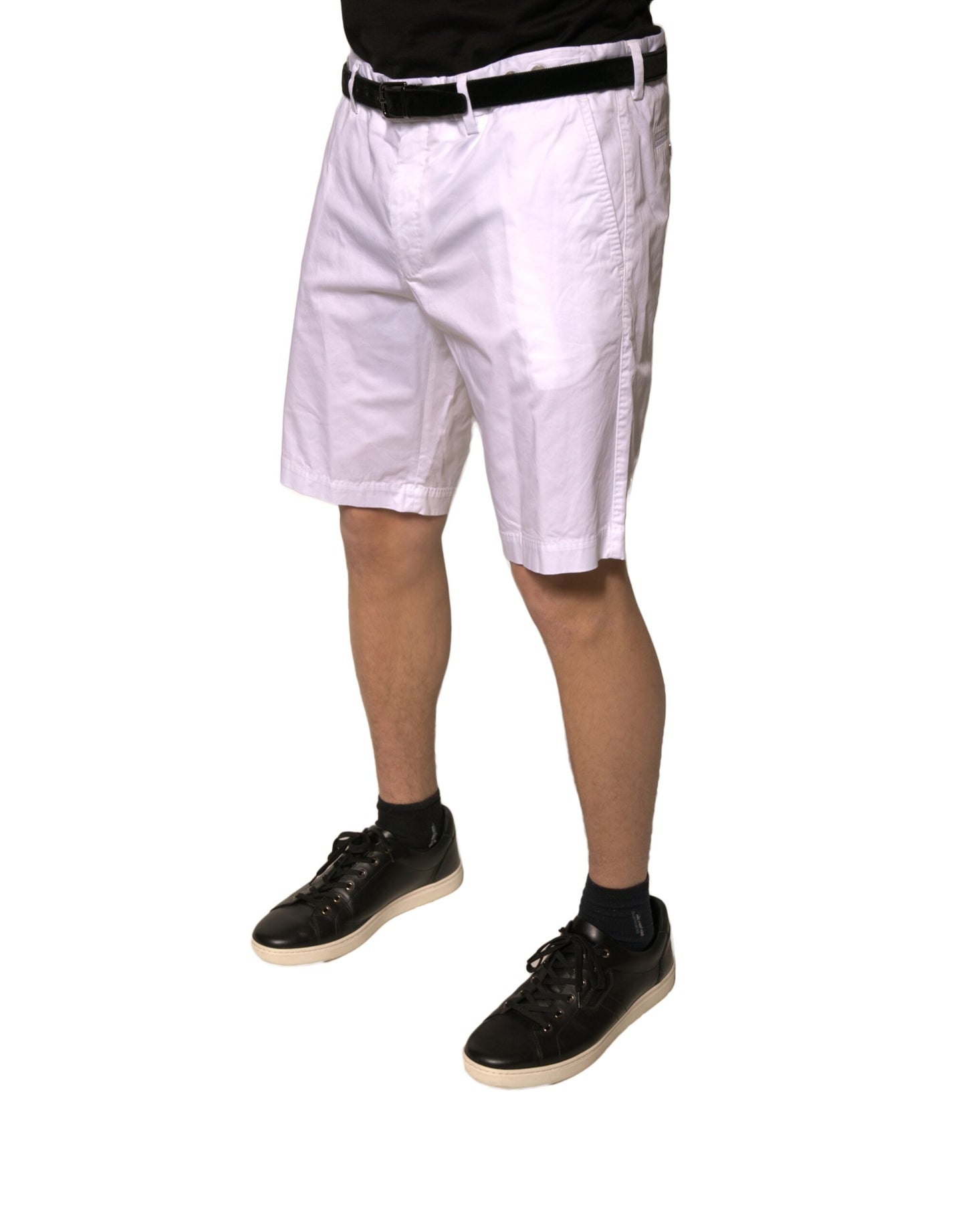 Pantalones cortos casuales de algodón elástico blancos tipo chino