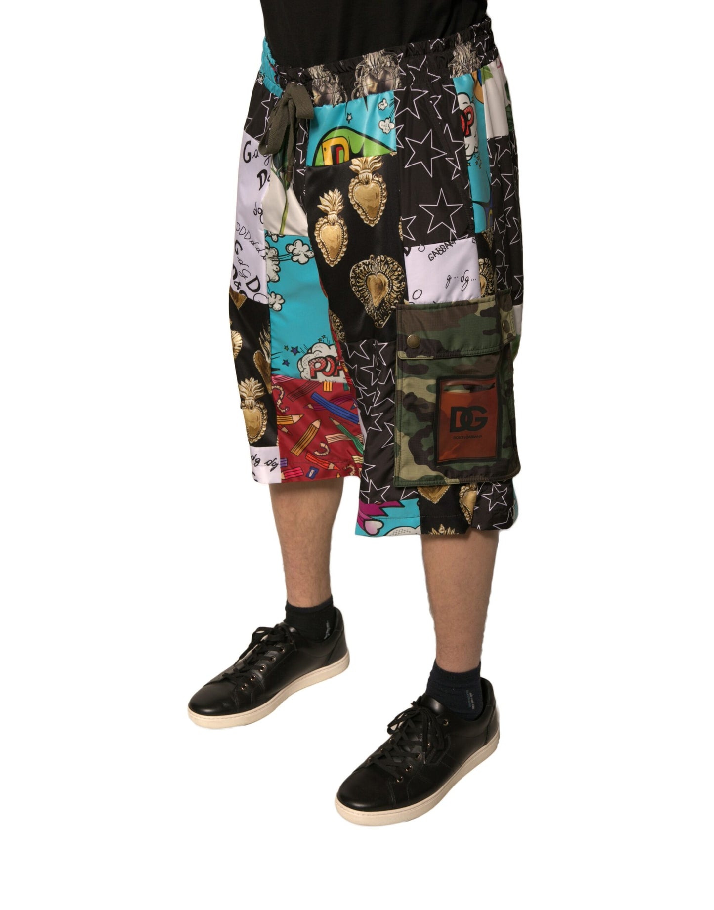 Bermudas cargo con parches multicolores