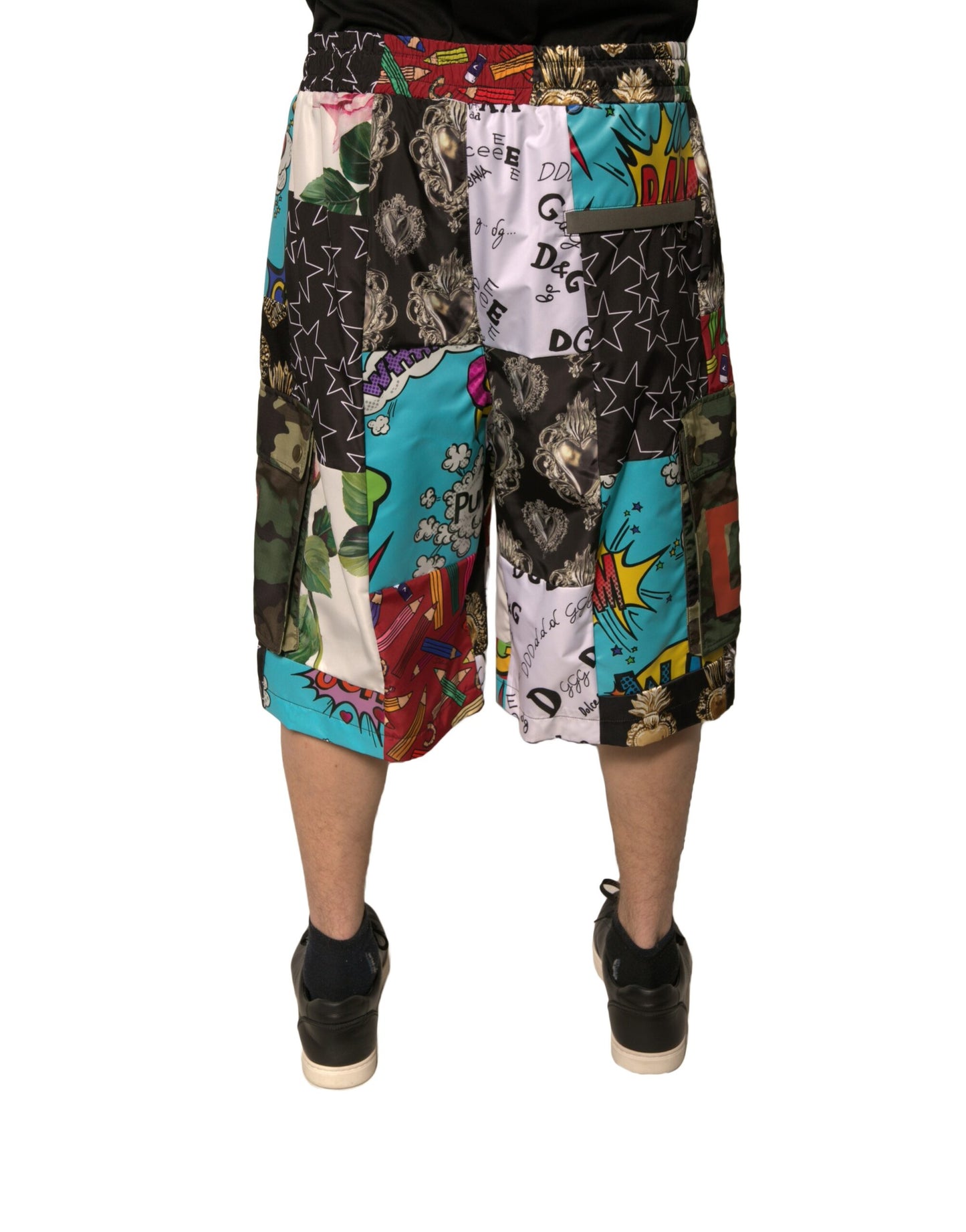Bermudas cargo con parches multicolores
