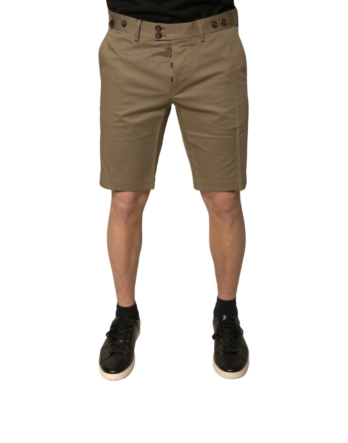 Pantalones cortos casuales de algodón elástico color marrón chino