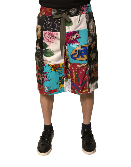 Bermudas cargo con parches multicolores