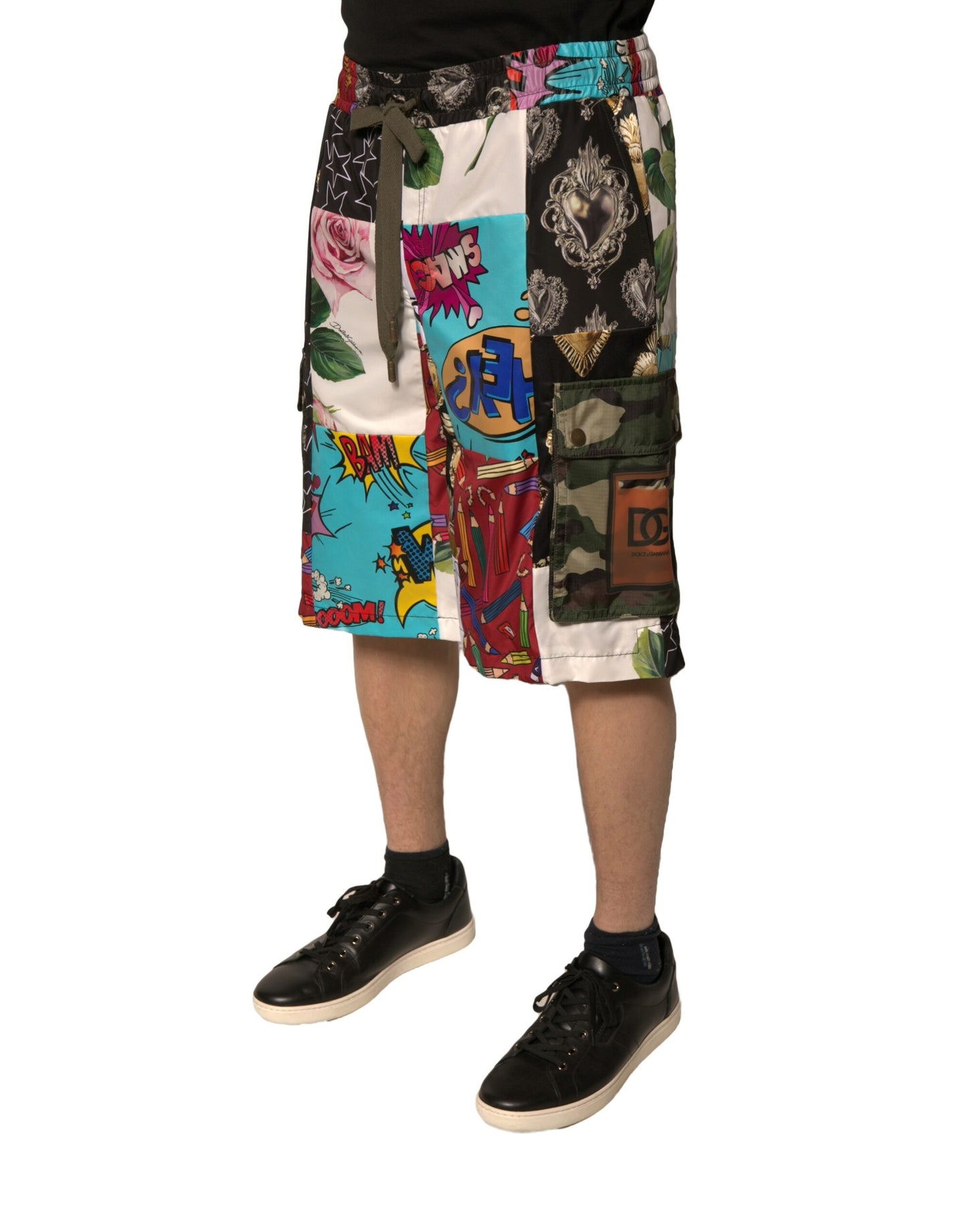 Bermudas cargo con parches multicolores