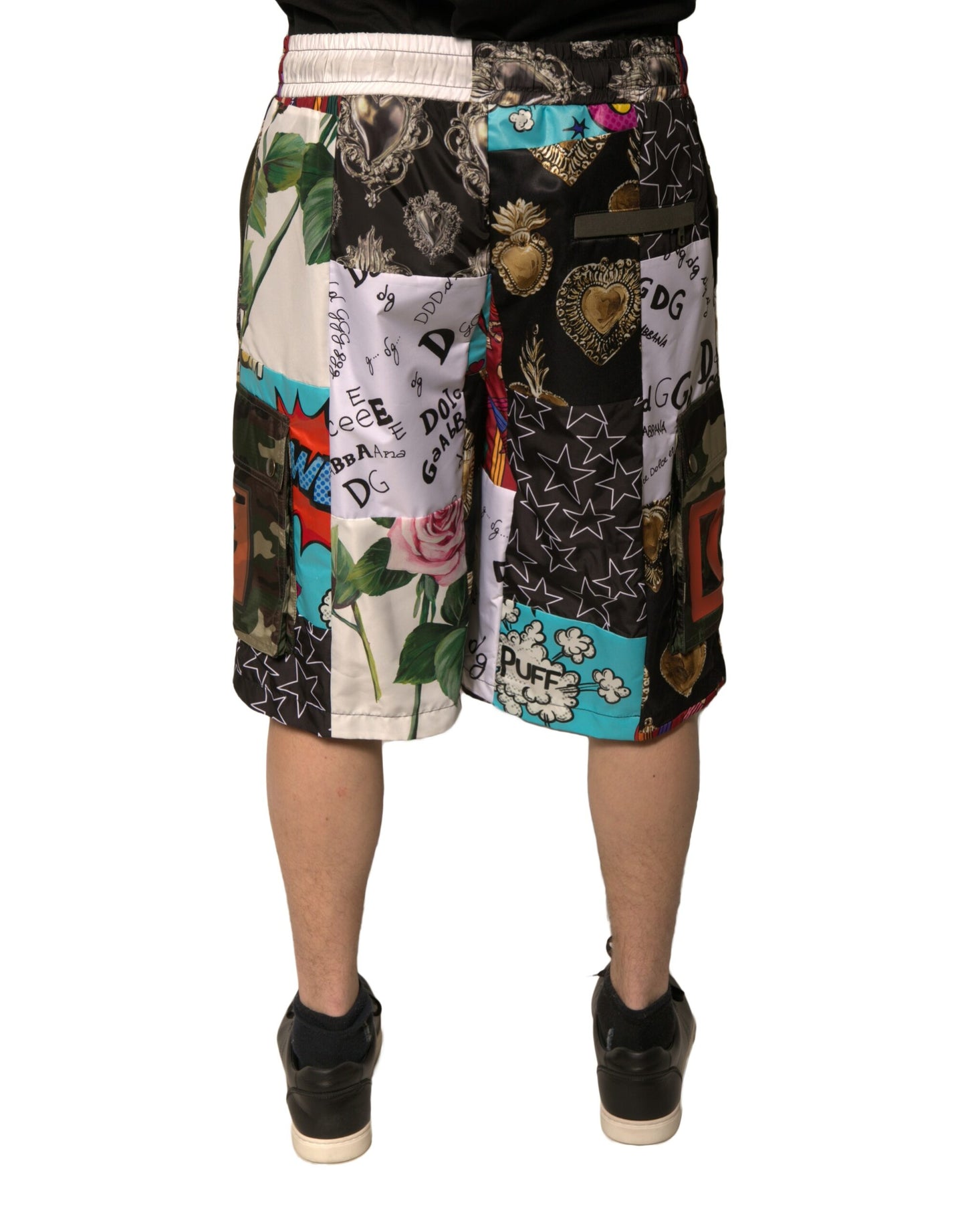 Bermudas cargo con parches multicolores