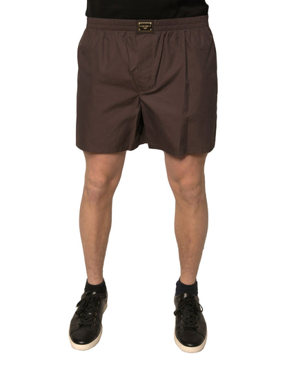 Pantalones cortos de cintura media para hombre de mezcla de algodón marrón