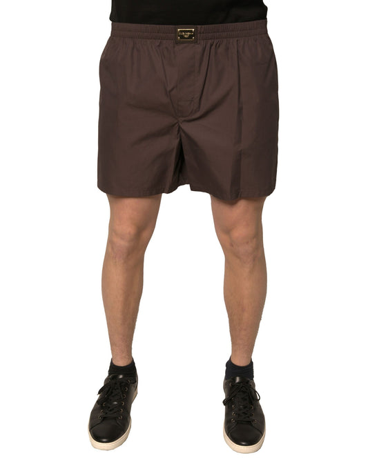 Pantalones cortos de cintura media para hombre de mezcla de algodón marrón