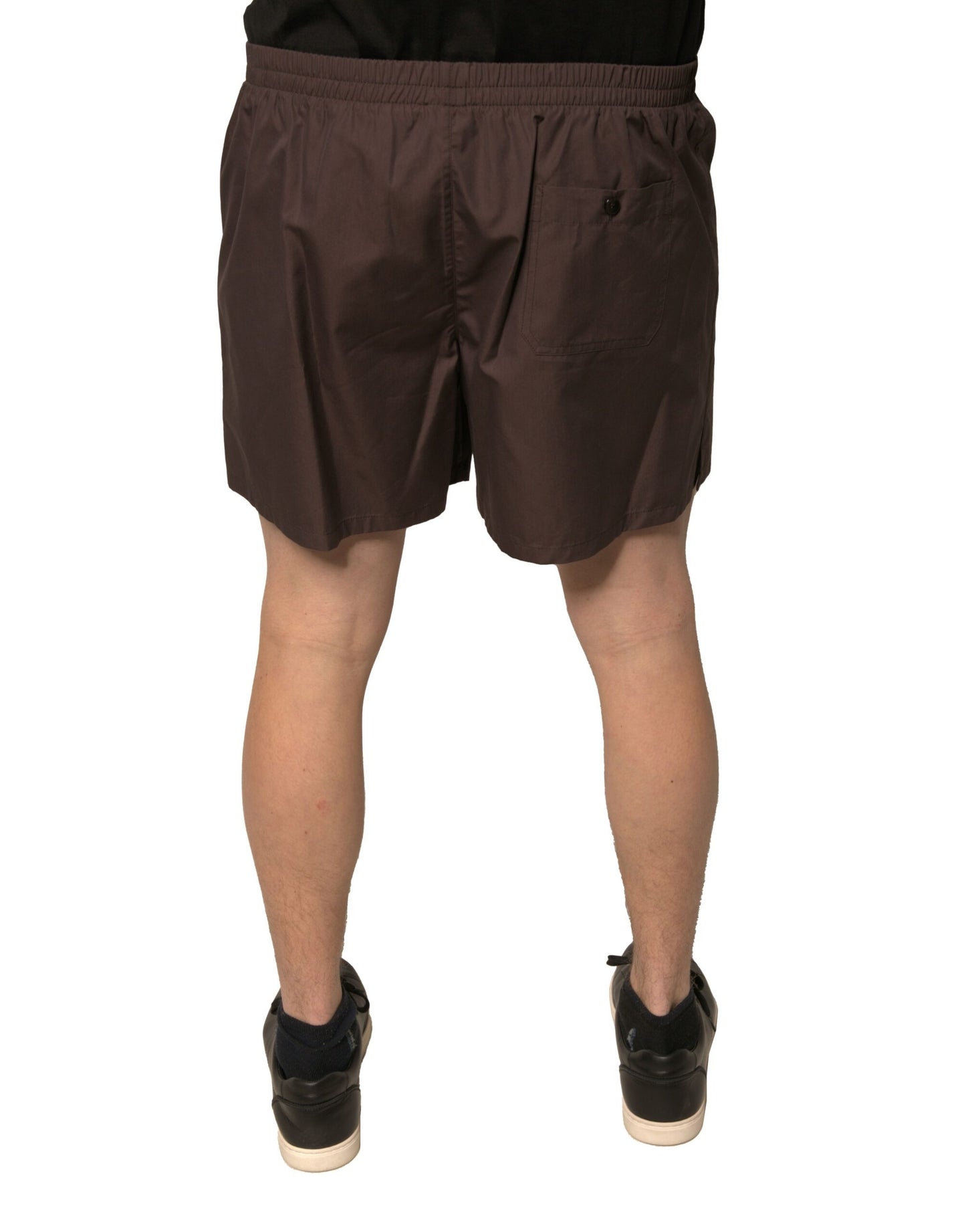 Pantalones cortos de cintura media para hombre de mezcla de algodón marrón