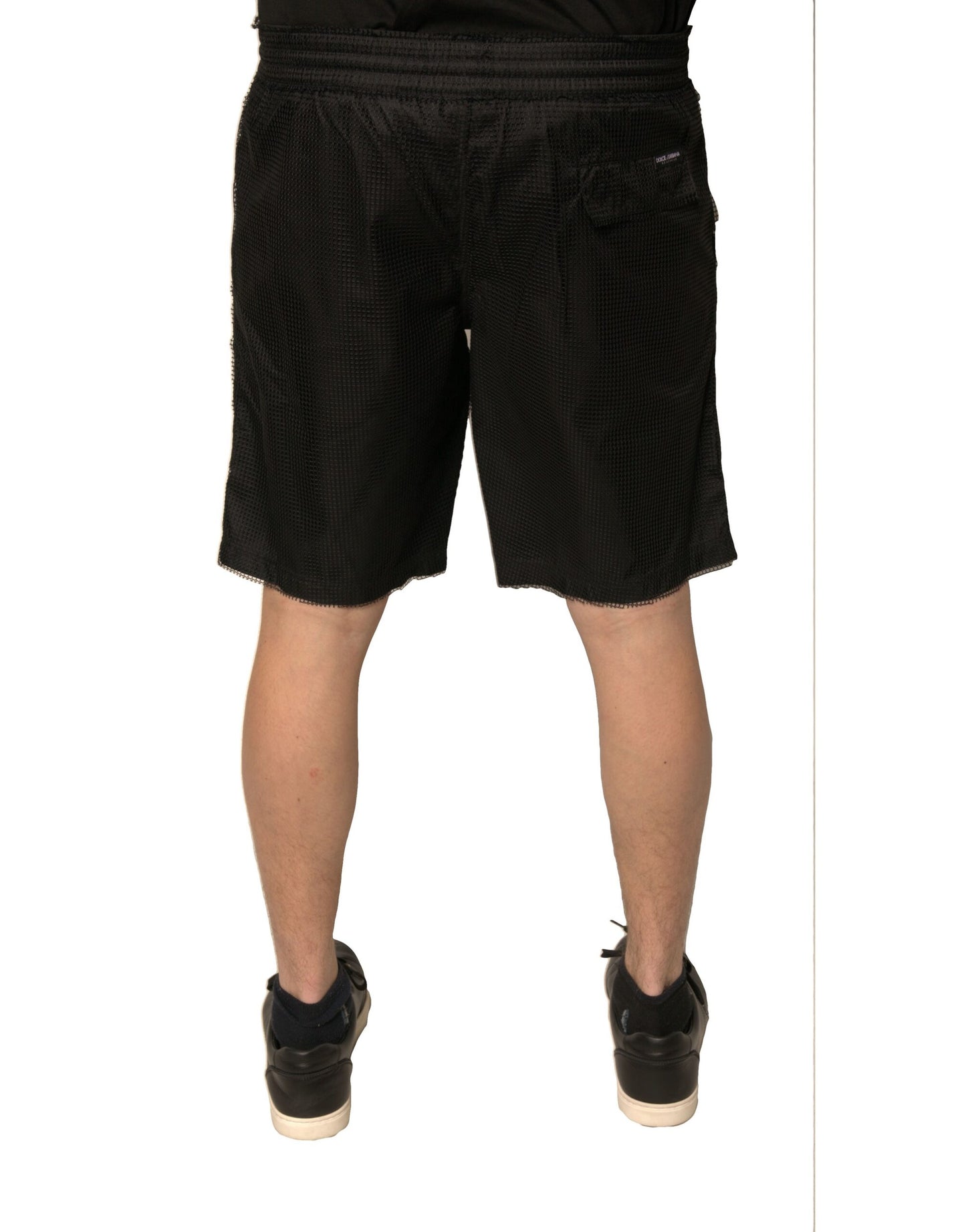 Pantalones cortos de cintura media de jersey de poliéster negro