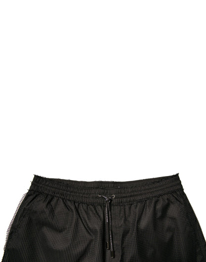 Pantalones cortos de cintura media de jersey de poliéster negro