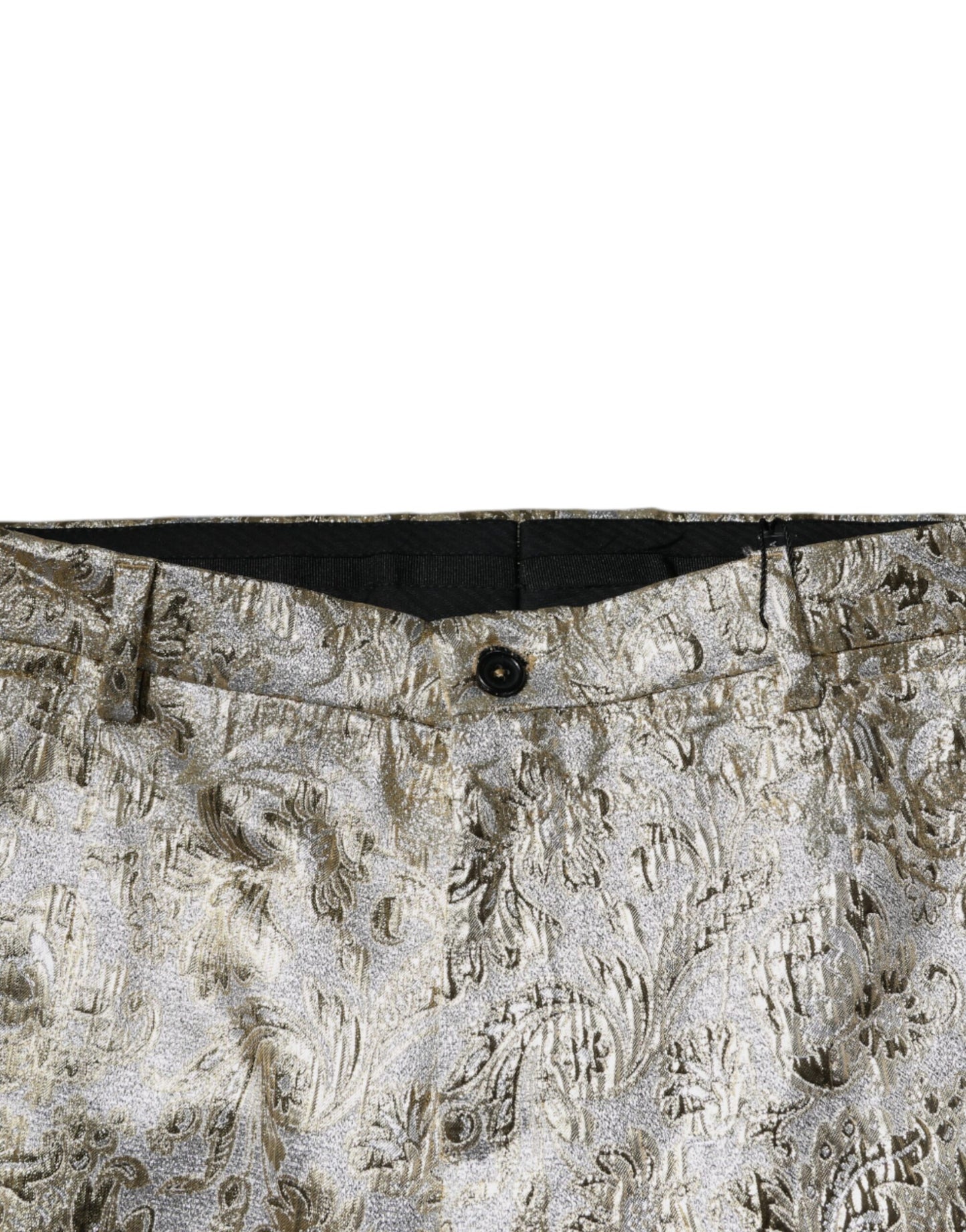 Pantalones de vestir para hombre con estampado floral dorado de jacquard