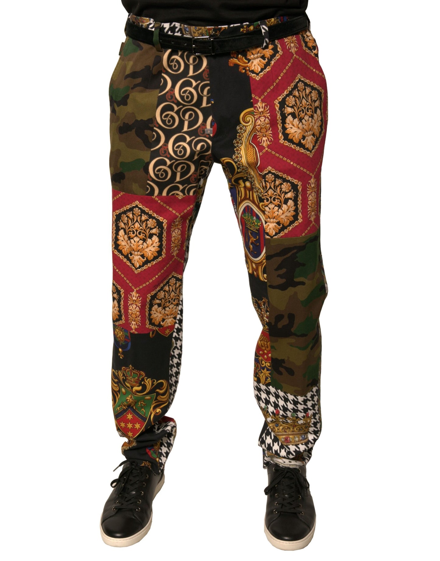 Pantalones de vestir para hombre con parches multicolores