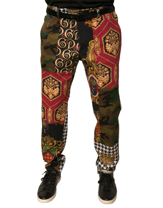 Pantalones de vestir para hombre con parches multicolores