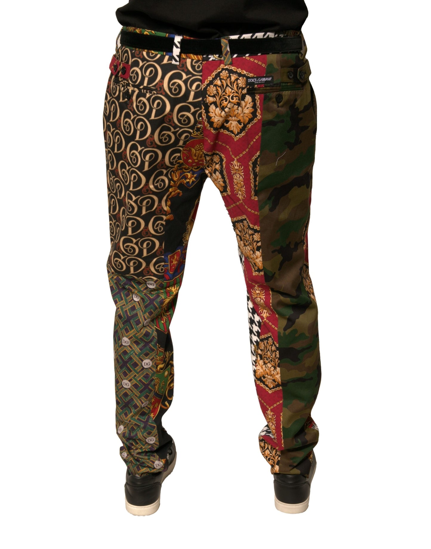 Pantalones de vestir para hombre con parches multicolores