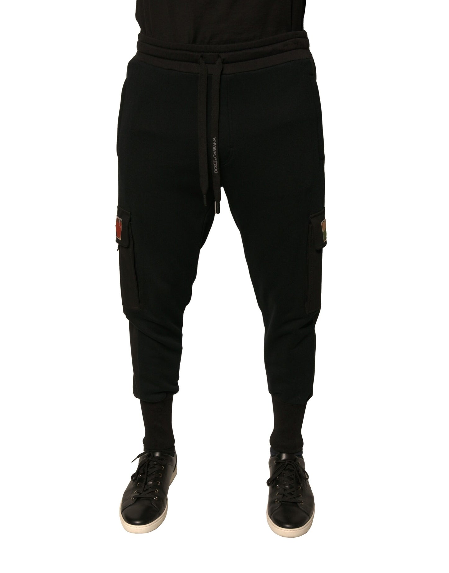 Pantalones deportivos cargo de algodón negro