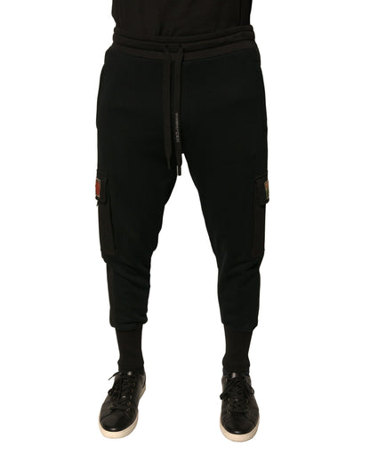 Pantalones deportivos cargo de algodón negro