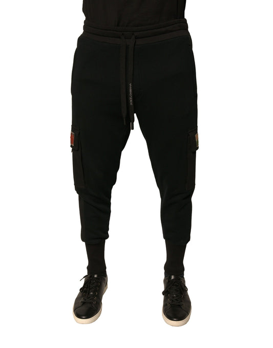 Pantalones deportivos cargo de algodón negro