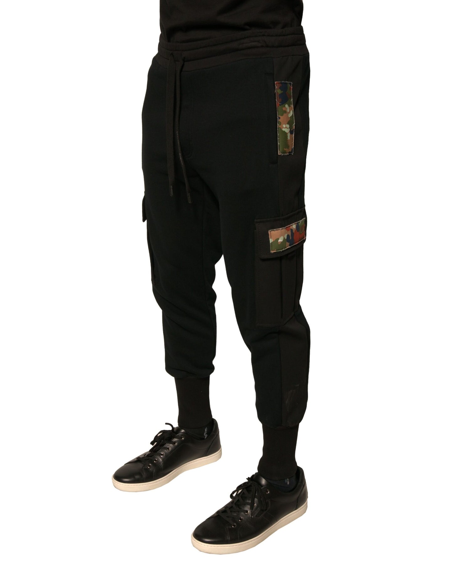 Pantalones deportivos cargo de algodón negro