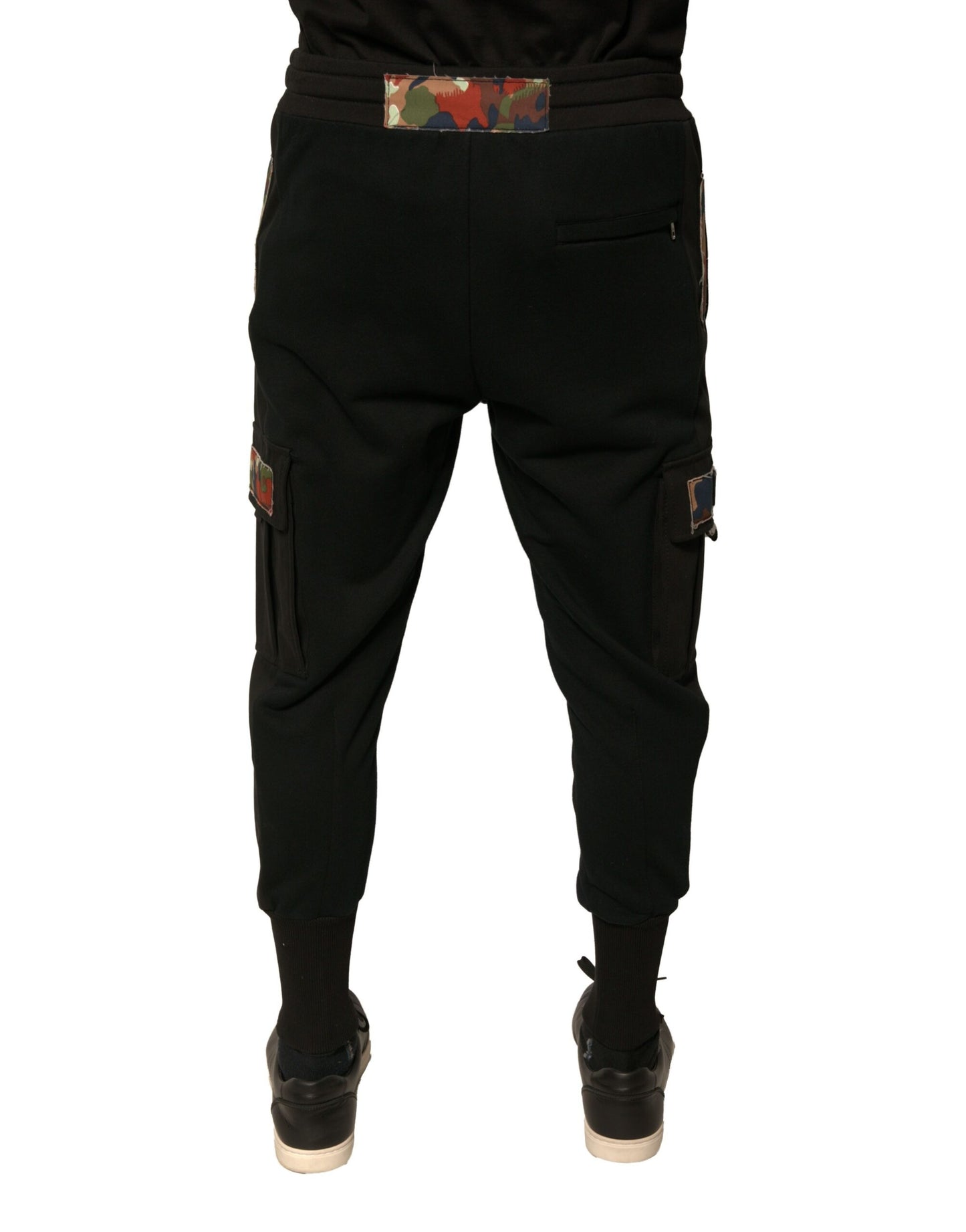 Pantalones deportivos cargo de algodón negro