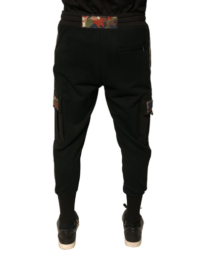 Pantalones deportivos cargo de algodón negro