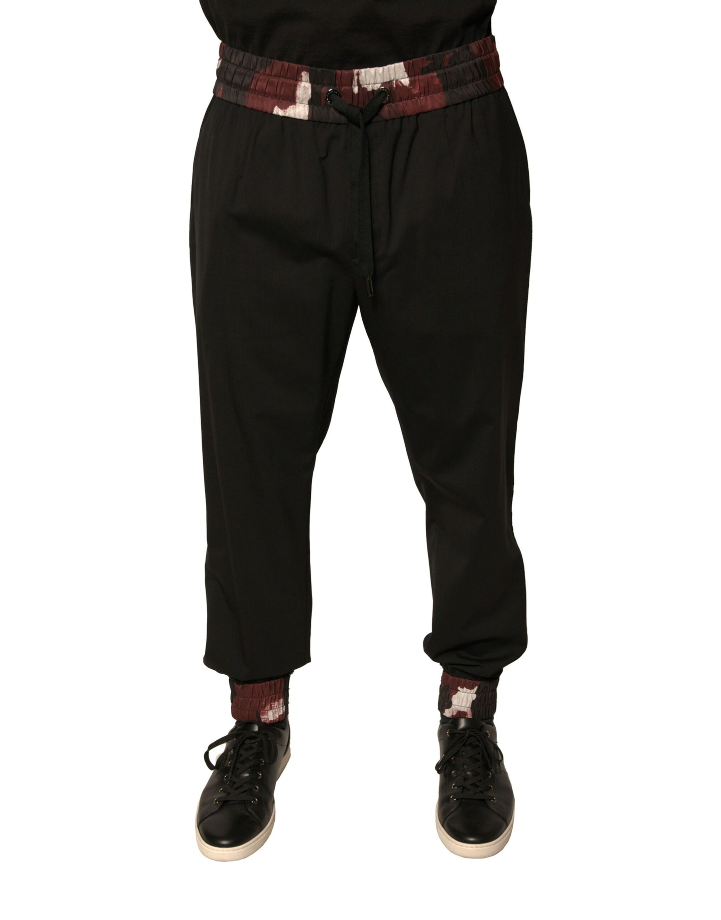 Pantalones deportivos de lana con estampado de camuflaje negro