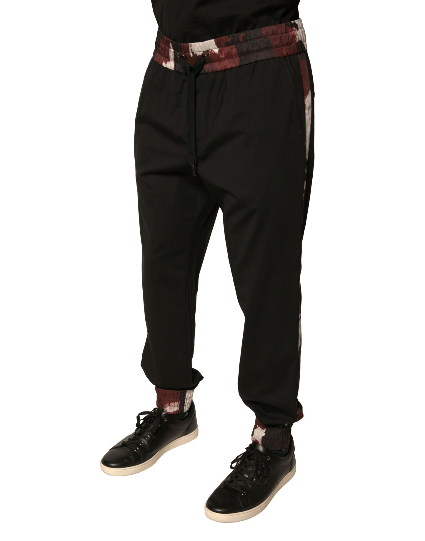 Pantalones deportivos de lana con estampado de camuflaje negro