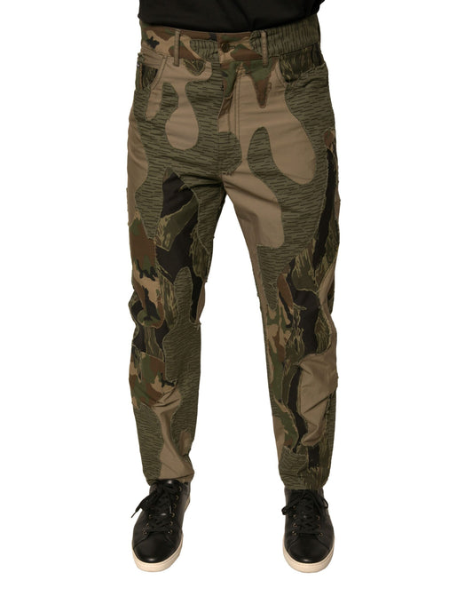 Pantalones de algodón con camuflaje multicolor