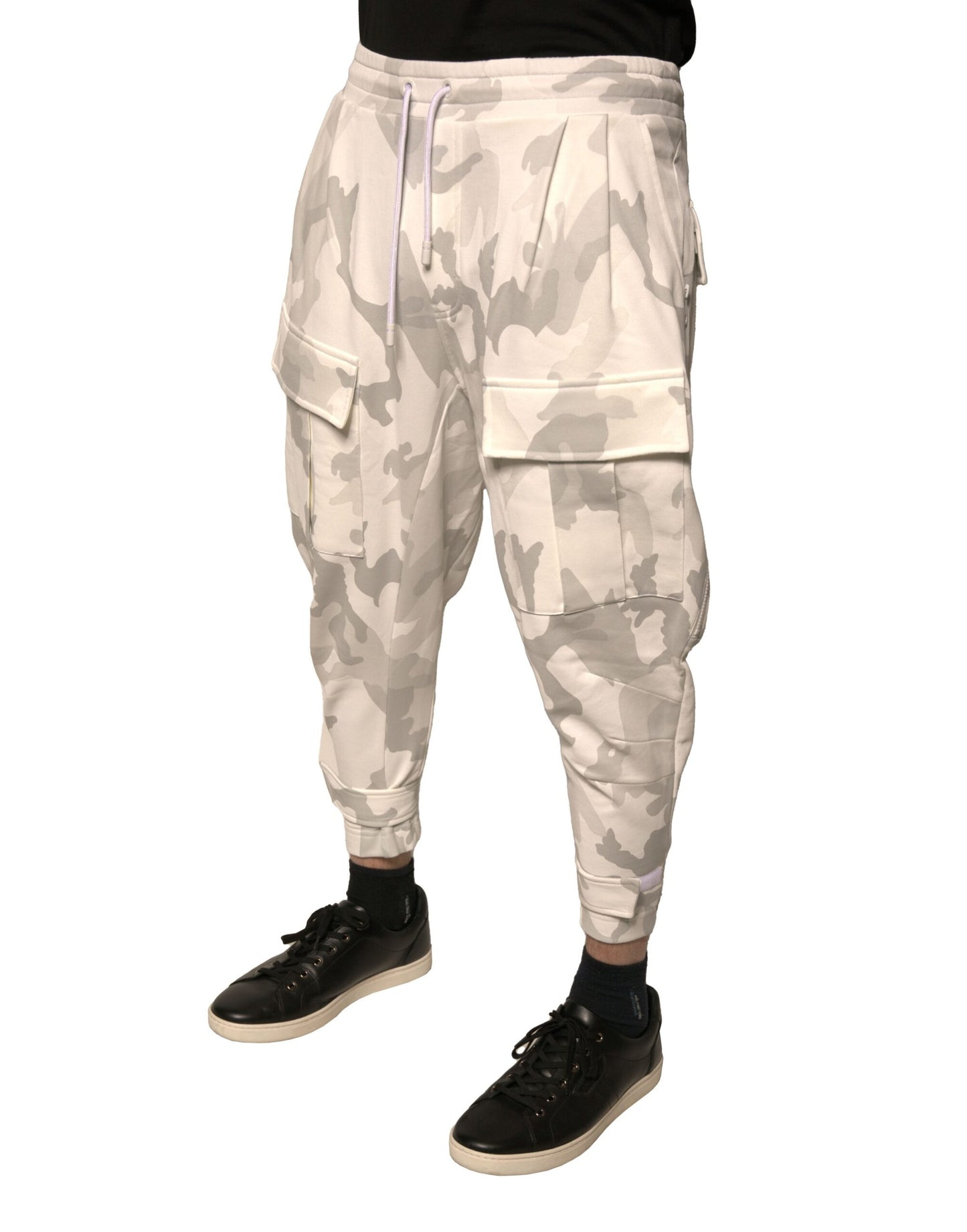 Pantalones cargo deportivos de camuflaje blanco