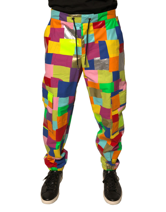 Pantalones cargo de hombre con patchwork de algodón multicolor