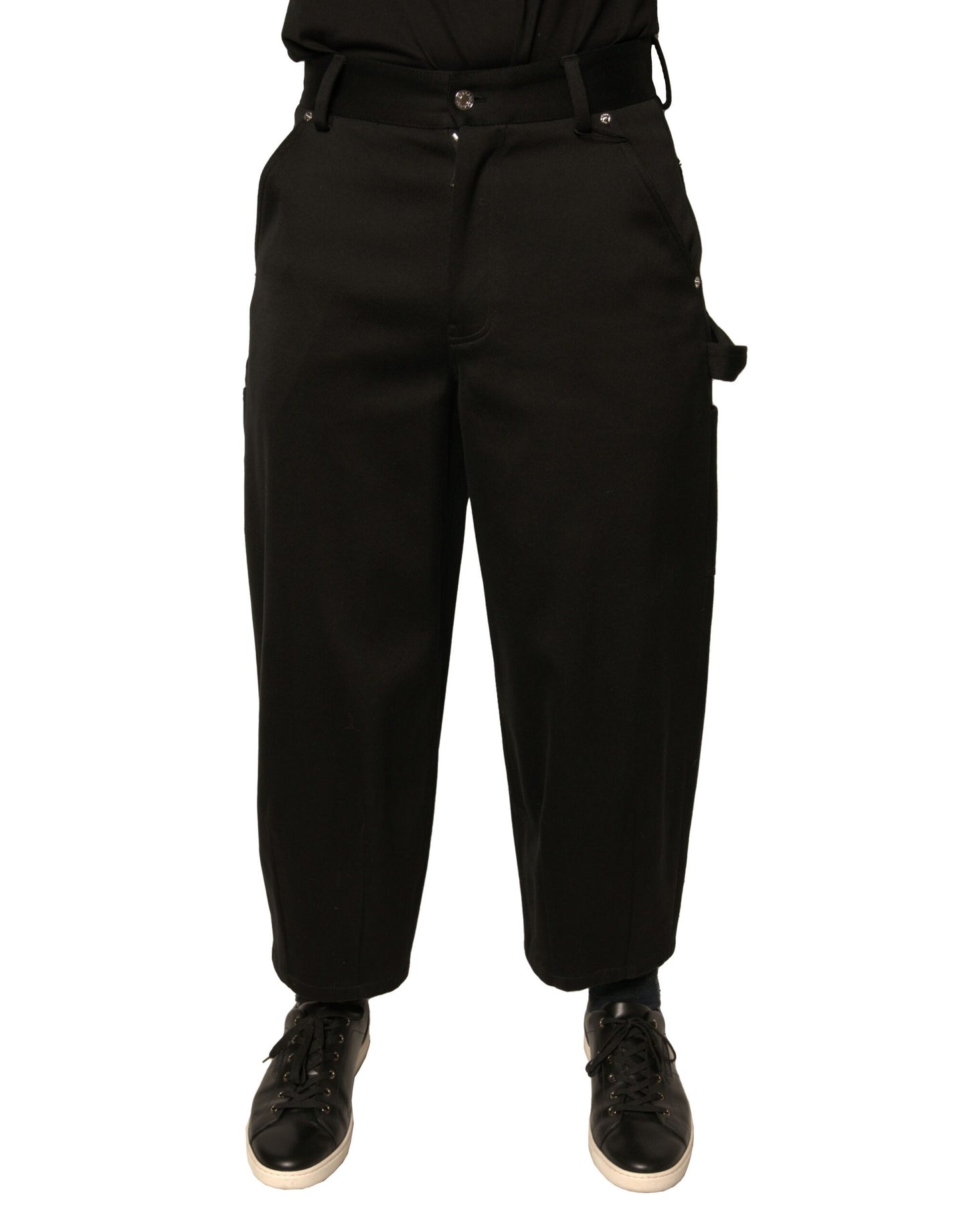 Pantalones cortos de algodón negro de cintura media