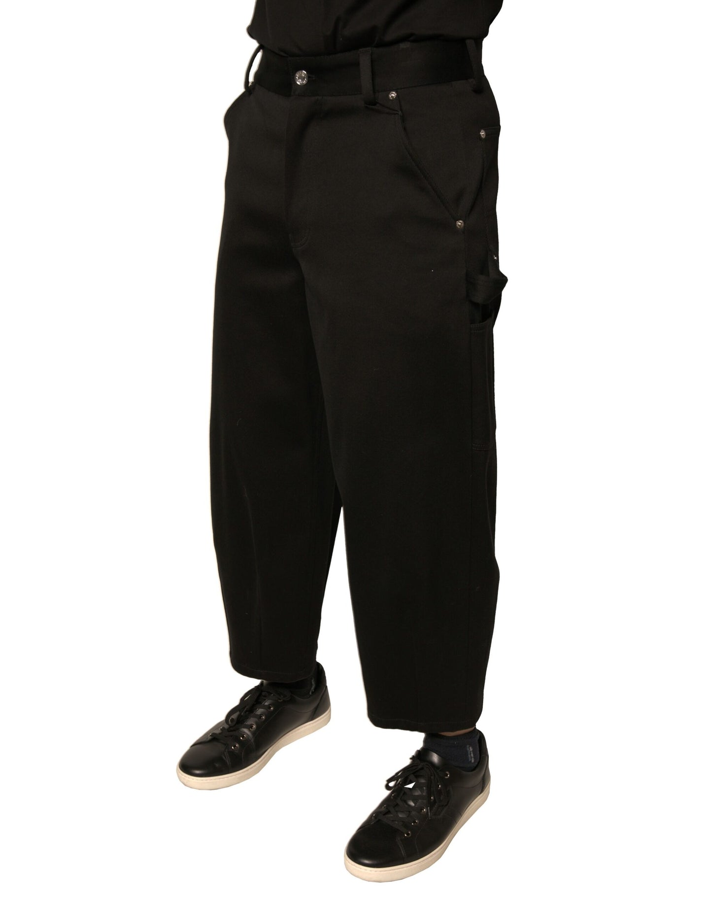 Pantalones cortos de algodón negro de cintura media