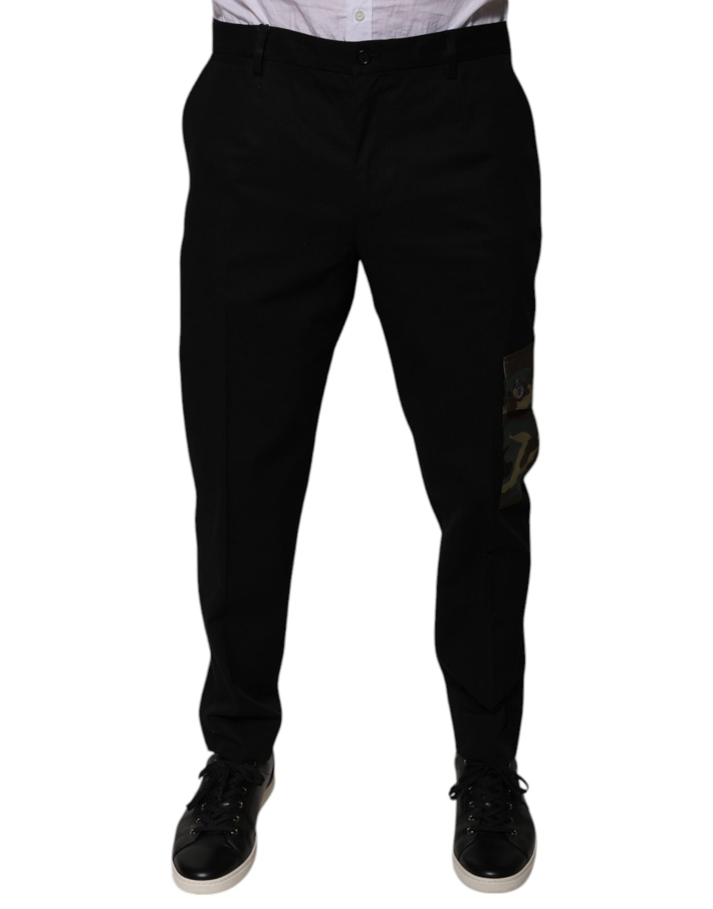 Pantalones cargo casuales de algodón negro para hombre