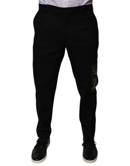 Pantalones cargo casuales de algodón negro para hombre