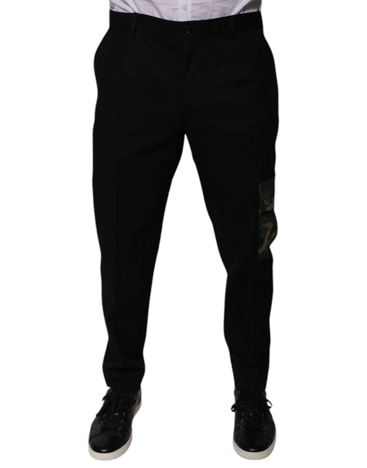 Pantalones cargo casuales de algodón negro para hombre