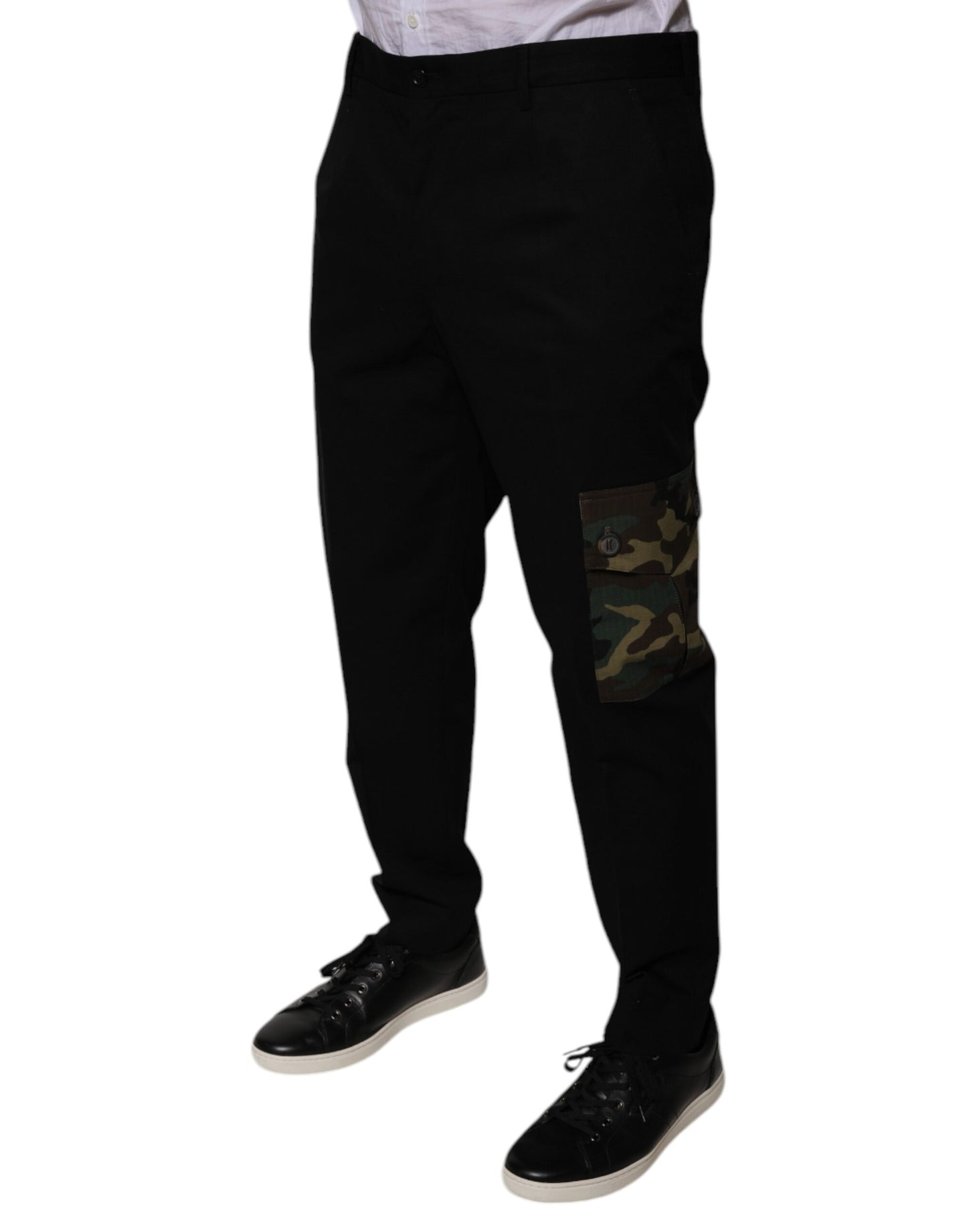 Pantalones cargo casuales de algodón negro para hombre